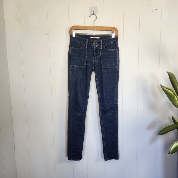 Levis 711 Skinny Jeans Dark Wash Square Pockets Stretchy Mid Rise Womens Size 24 - Picture 10 of 10
